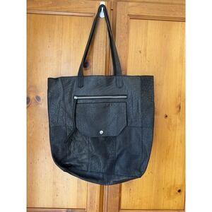 Day & Mood Large Leather Heather Tote Bag Boho Soft Black Purse Work Travel